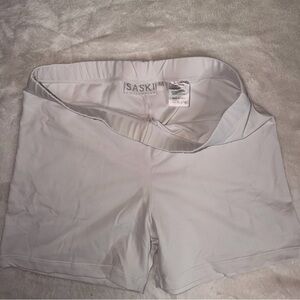Saski Collection White High Waist Workout Shorts Size S